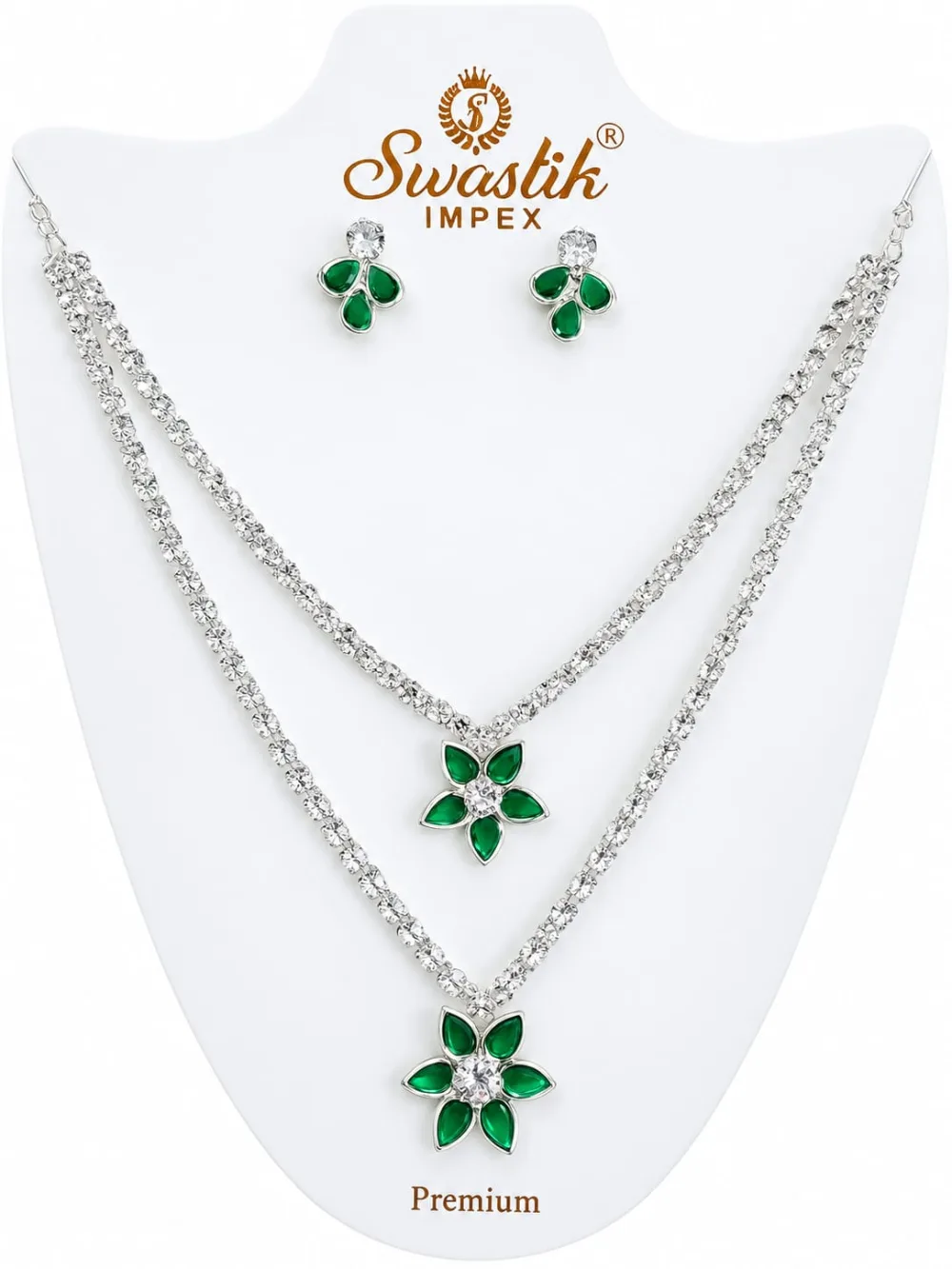 Alloy silver green jewel set photo 1