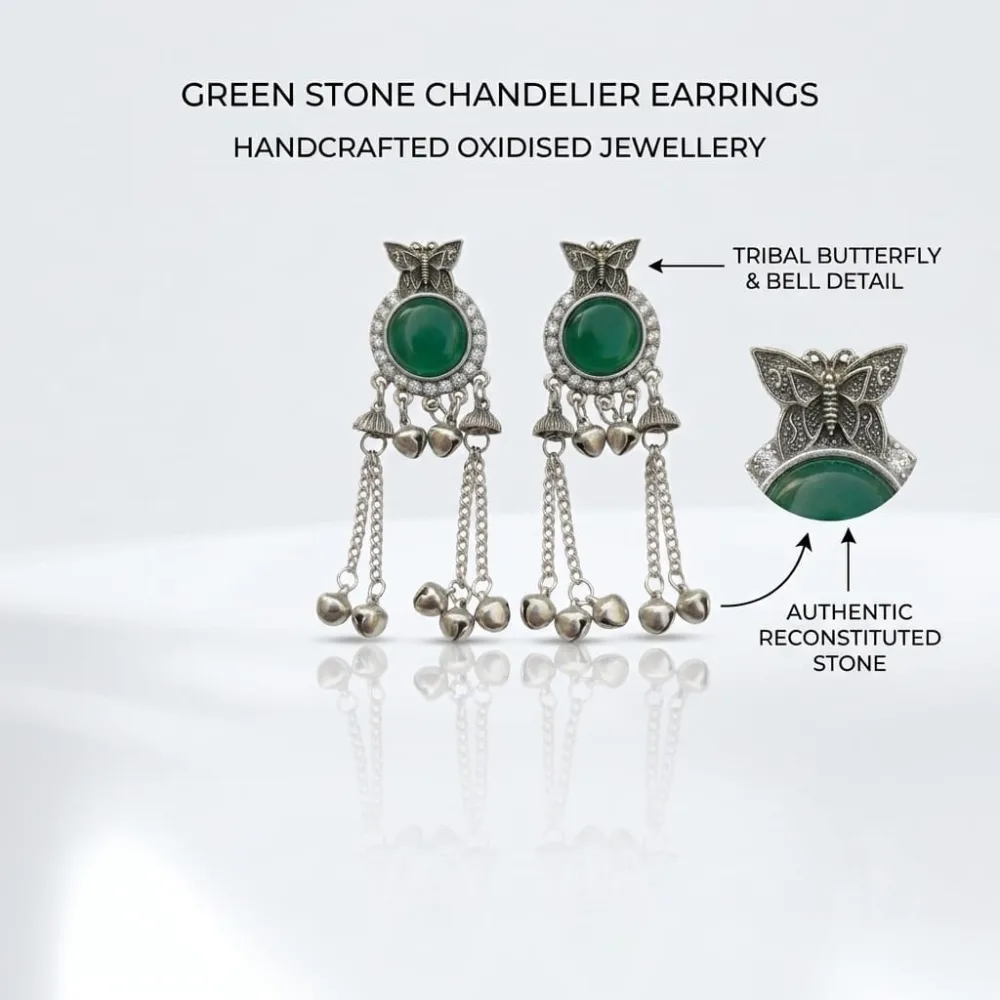 Bohemian Butterfly Ghungroo Tassel Drop Earrings Alloy Drops & Danglers, Jhumki Earring photo 3