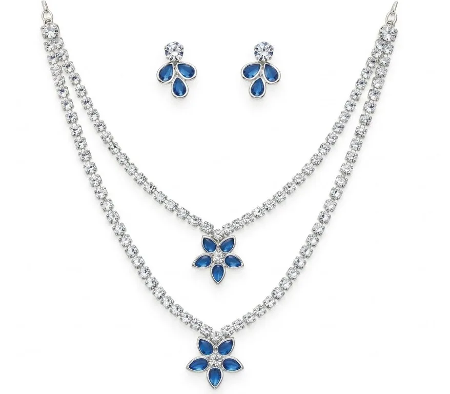 Alloy silver blue jewel set photo 1