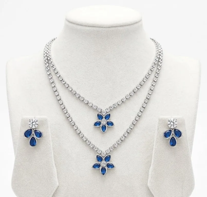 Alloy silver blue jewel set photo 2