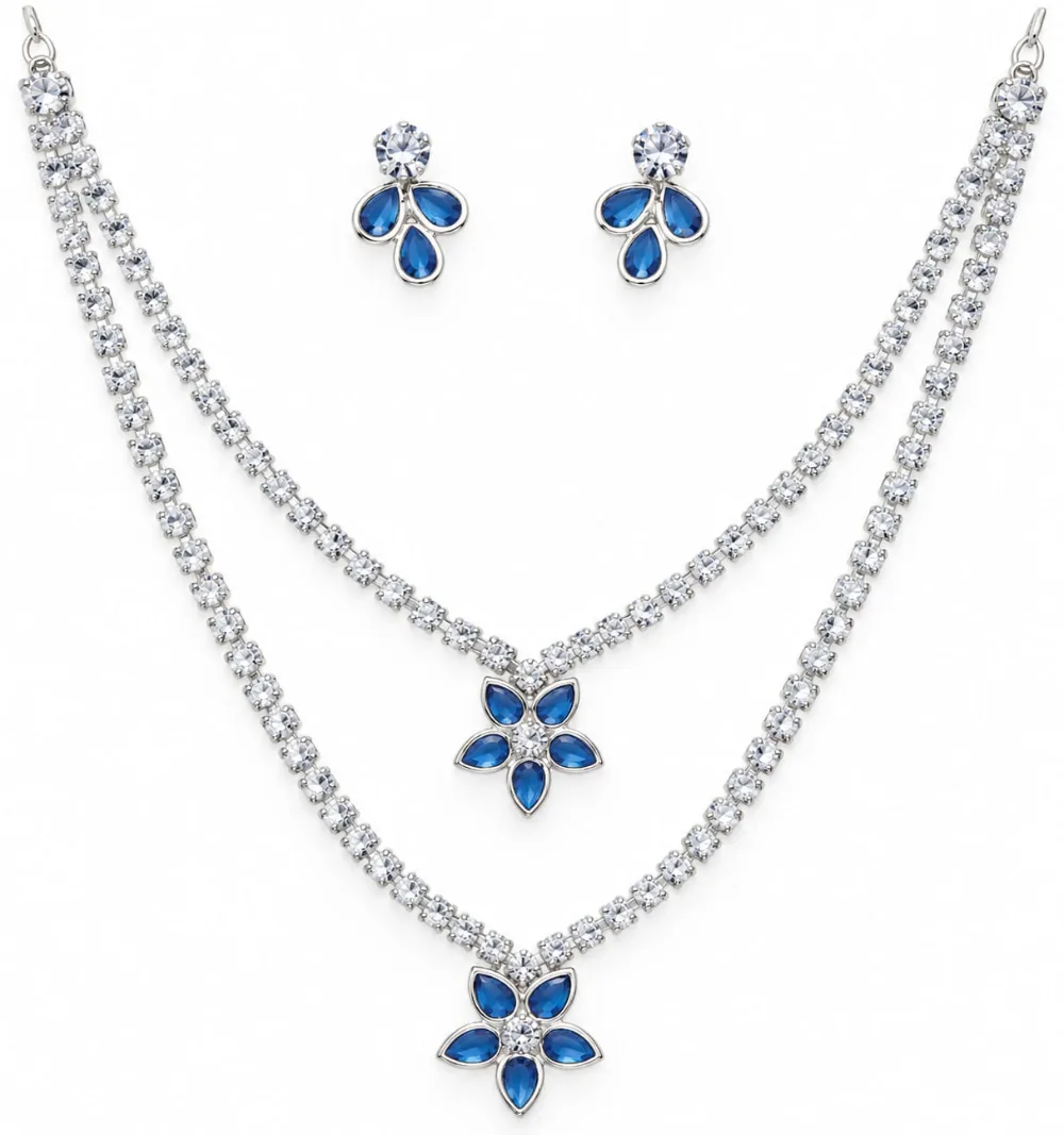 Alloy silver blue jewel set photo 4
