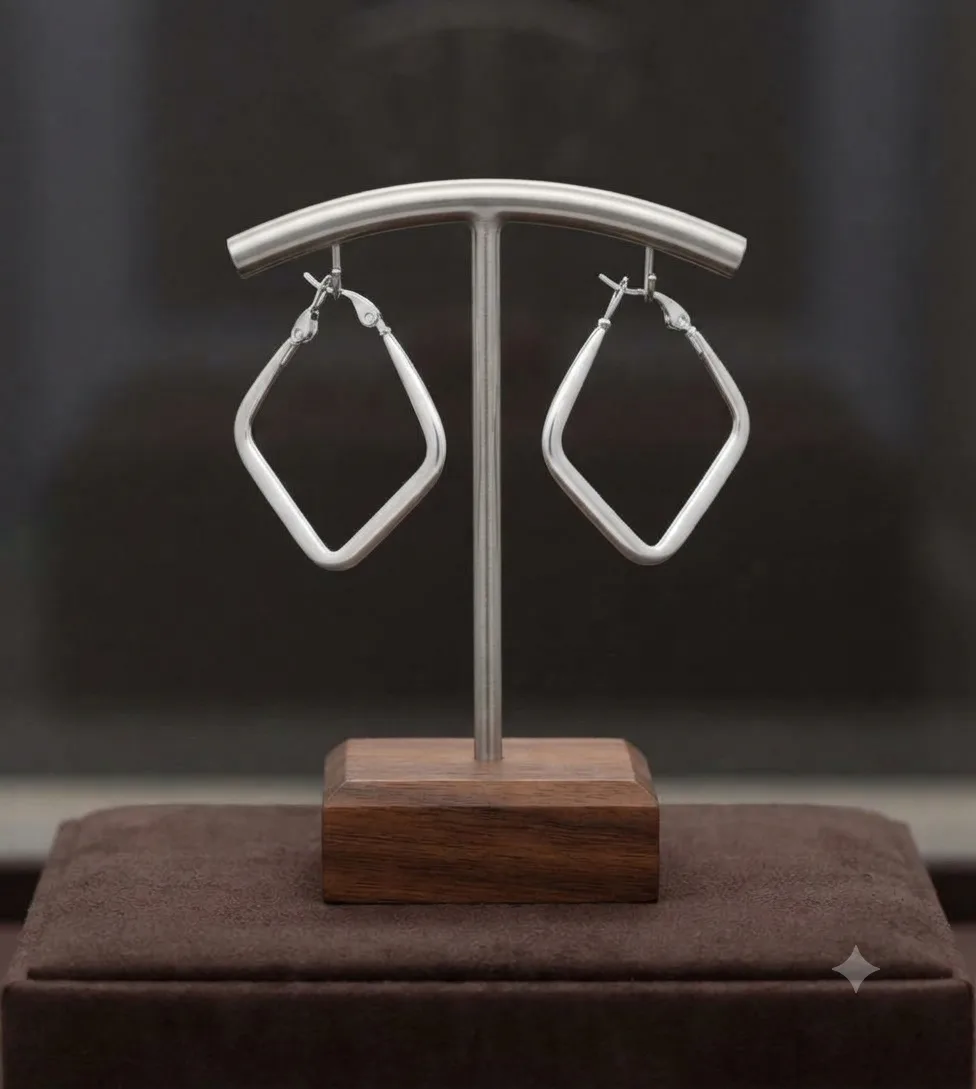 Geometric Square Silver Plated Hoop Earrings Alloy Hoop Earring on Flipkart photo 1