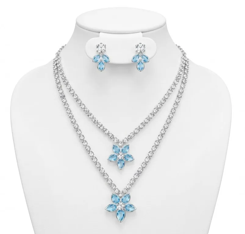 Alloy silver turquoise jewel set photo 1