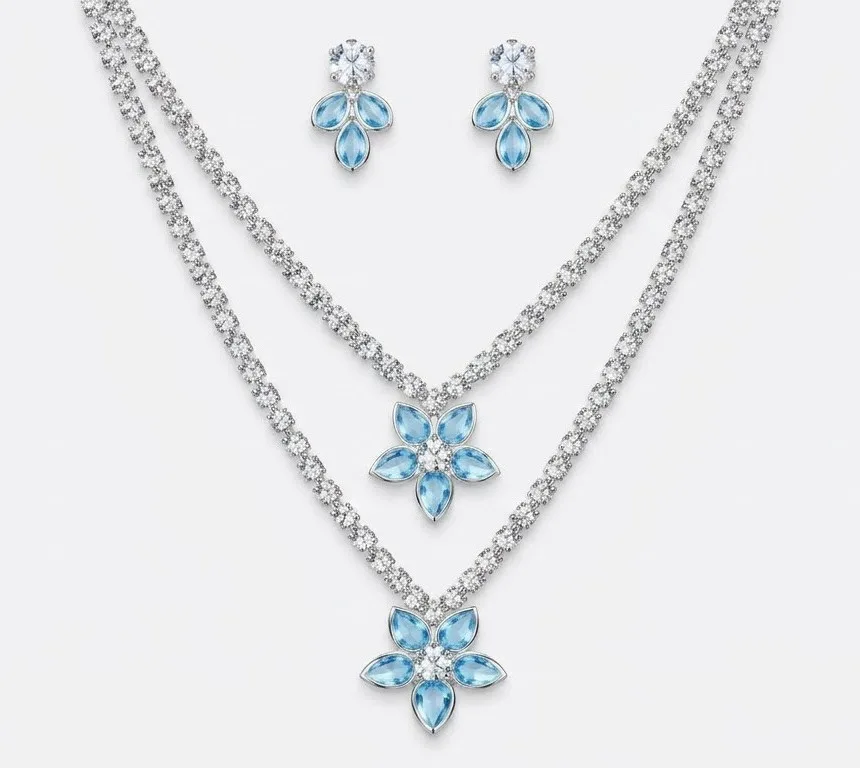 Alloy silver turquoise jewel set photo 3