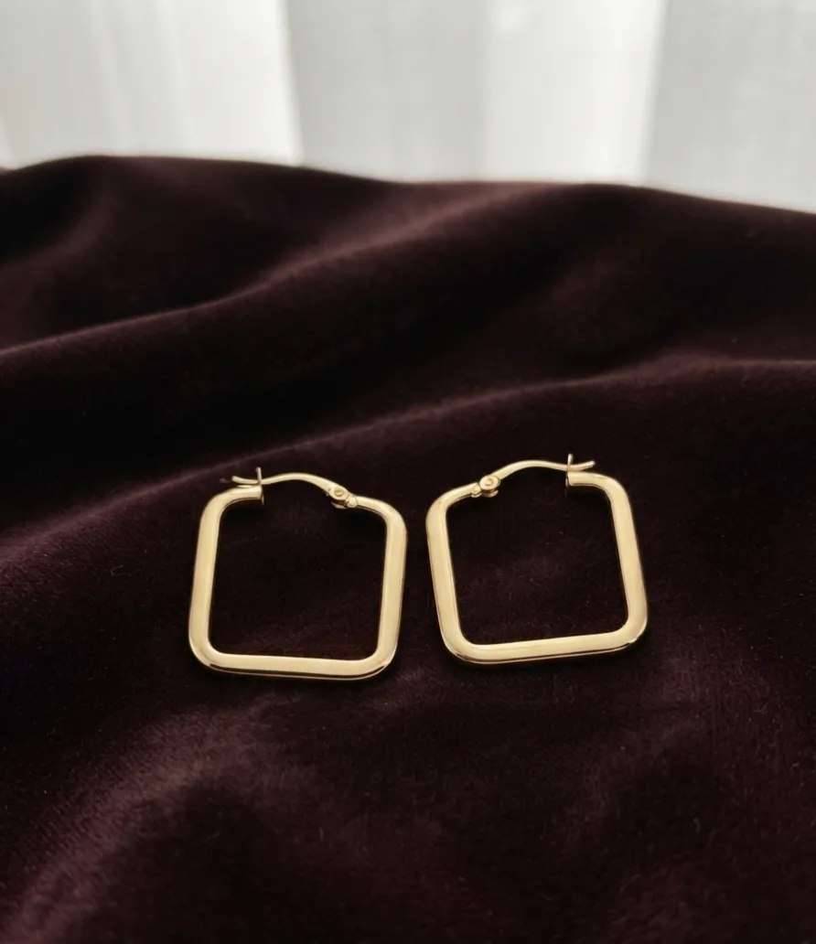 Geometric Square Gold Plated Hoop Earrings Alloy Hoop Earring on Flipkart photo 1