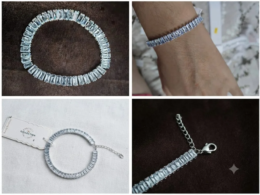 Brass Cubic Zirconia Silver Coated Tennis Bracelet2 photo 3