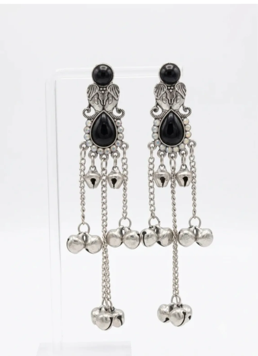 Traditional Elephant Motif Long Chain Ghungroo Earrings Alloy Drops & Danglers on Flipkart photo 2