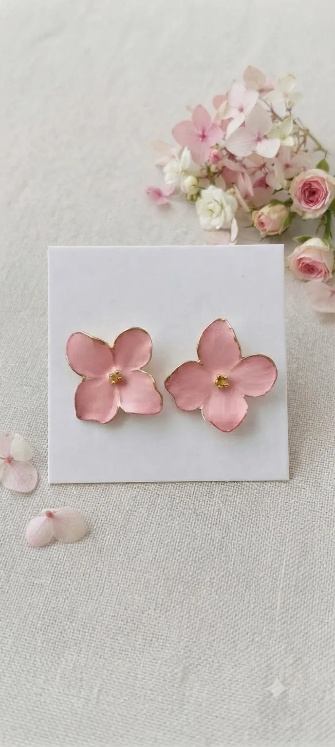 Matte Enamel 4 Petal Flower Stud Earrings Alloy Stud Earring on Flipkart photo 1