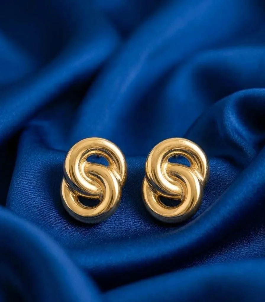 Chunky Interlocking Double Loop Gold Stud Earrings Alloy Stud Earring on Flipkart photo 1