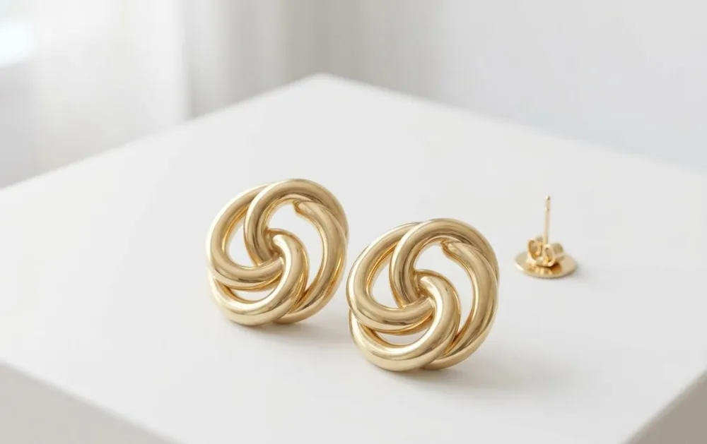 Vintage Chunky Triple Swirl Knot Metallic Stud Earrings Alloy Stud Earring on Flipkart photo 1