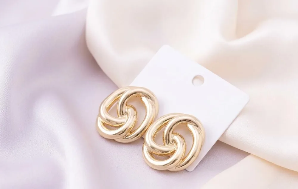 Vintage Chunky Triple Swirl Knot Metallic Stud Earrings Alloy Stud Earring on Flipkart photo 2