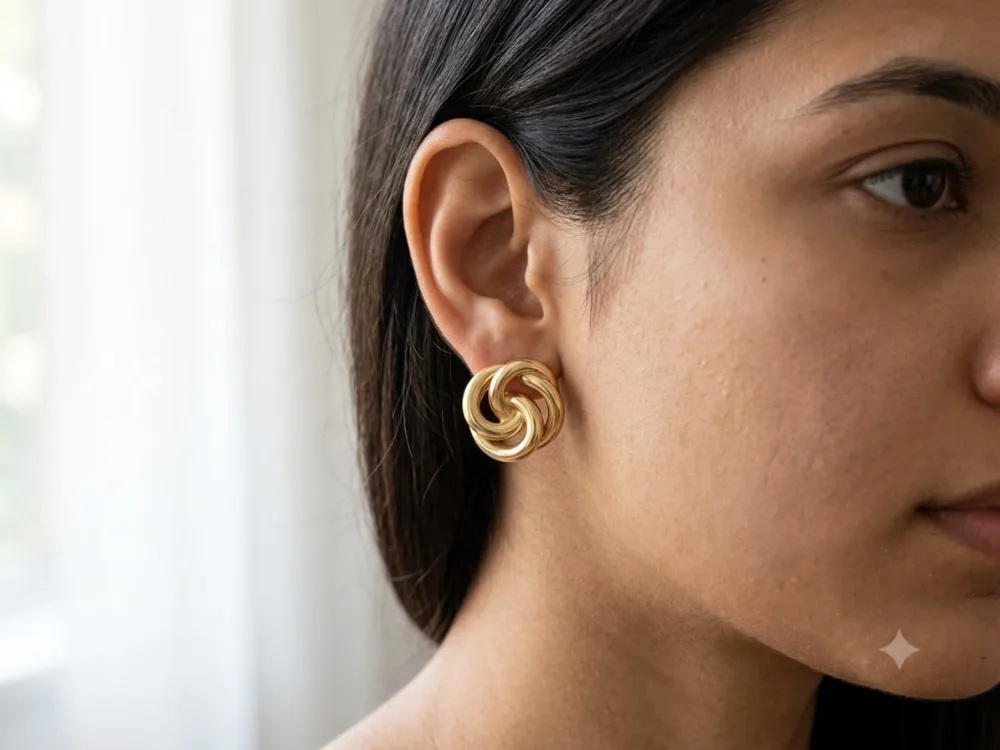 Vintage Chunky Triple Swirl Knot Metallic Stud Earrings Alloy Stud Earring on Flipkart photo 3