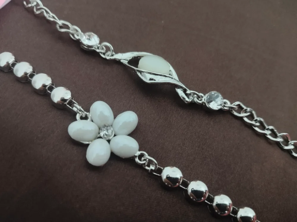 Brass Beads, Cubic Zirconia Silver Bracelet photo 1