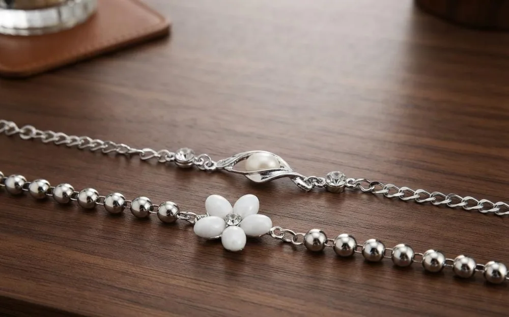 Brass Beads, Cubic Zirconia Silver Bracelet photo 3