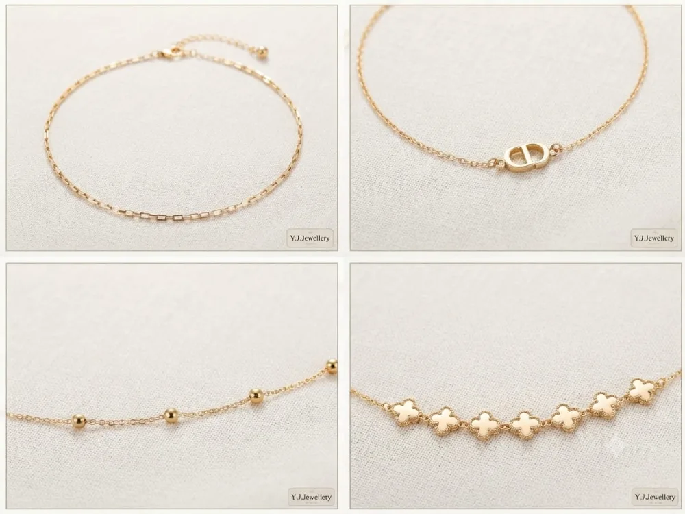 Multi-Layered Four-Leaf Clover and Gold Bead Charm Necklace Gold-plated Plated Alloy Layered photo 2